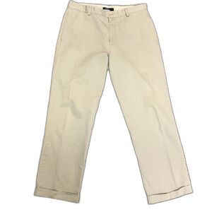 J. Crew Tan Flat Front Cuffed Straight Leg Chino Pants Size 35 X 31
